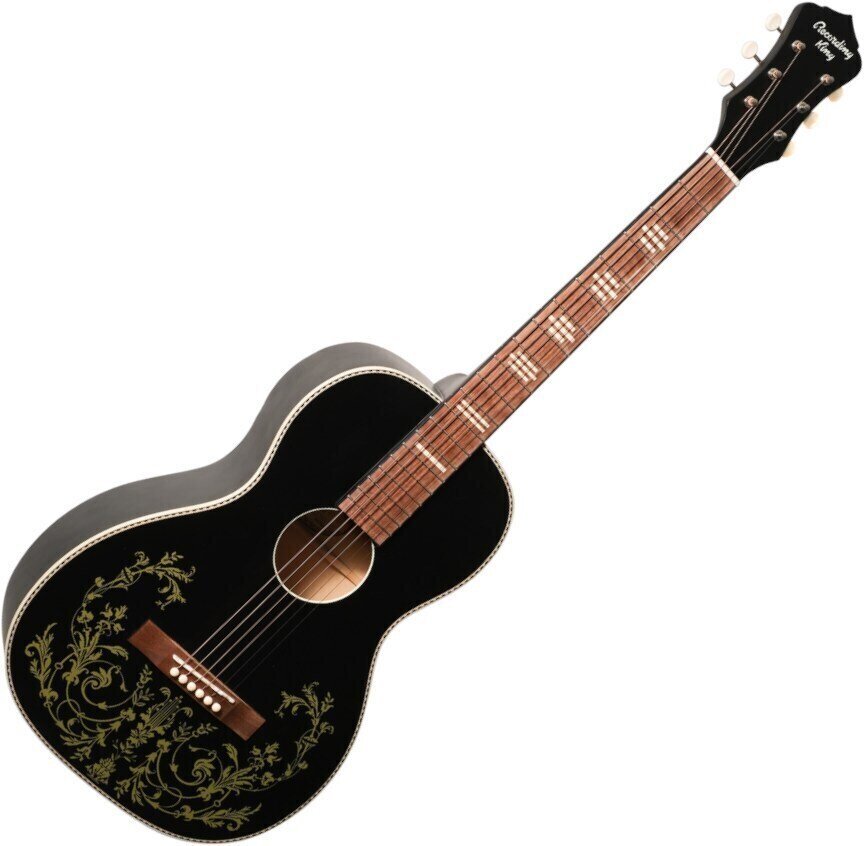 Recording King RPS-7G-MBK Black w/ Golden Strings Decal Recording King